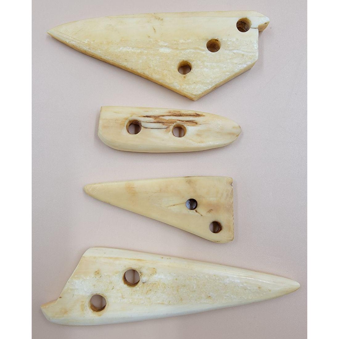 A Grouping Of 4 Bone Sled Runner Pieces, Inuit/Eskimo: A Grouping Of 4 Bone Sled Runner Pieces, Inuit/Eskimo. Measures from 2.5" - 4" in length. This, and many lots forthcoming were found at the massive central Florida estate of a true antiquarian who ama