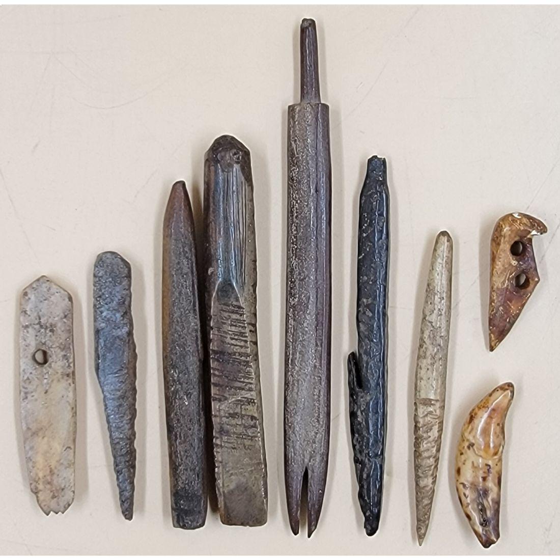 Lot Of 9 Antique Inuit / Alaskan Tools / Implements Early: Lot Of 9 Antique Inuit / Alaskan Tools / Implements Early, Various Sizes. The lures come in various sizes. This, and many lots forthcoming were found at the massive central Florida estate of a true an