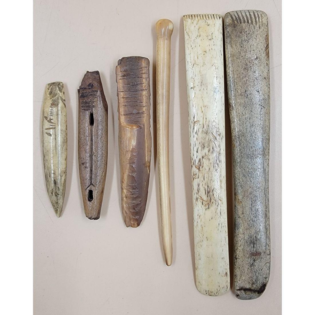 Lot Of 6 Antique Inuit / Alaskan Tools / Implements Early (1 of 18)