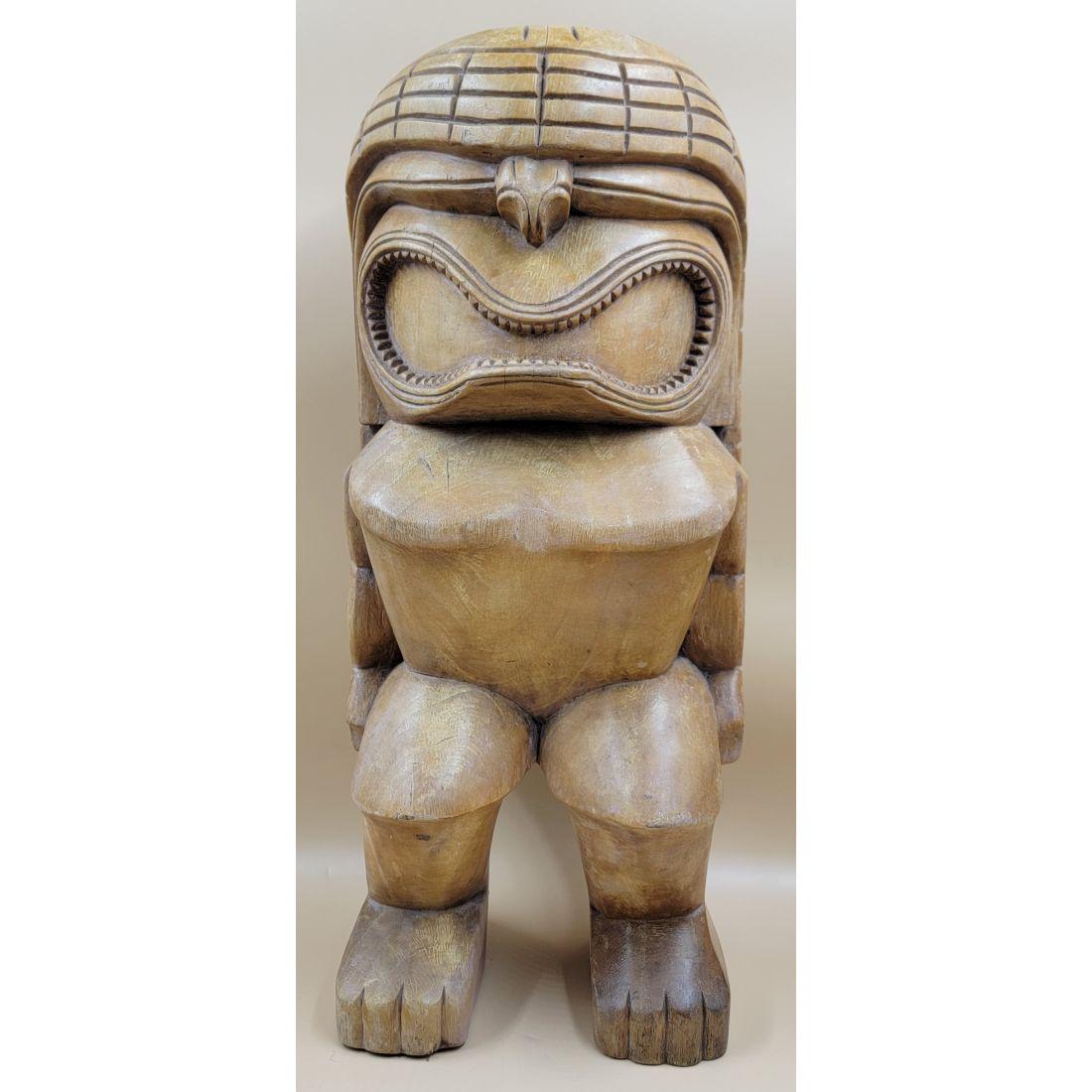 Vintage Tiki God Hand Carved Wooden Figure Ku God, God of Strength, War & Healing: Vintage Tiki God Hand Carved Wooden Figure Ku God, God of Strength, War & Healing. Measure 24" X 10" X 10". This, and many lots forthcoming were found at the massive central Florida estate of a true a
