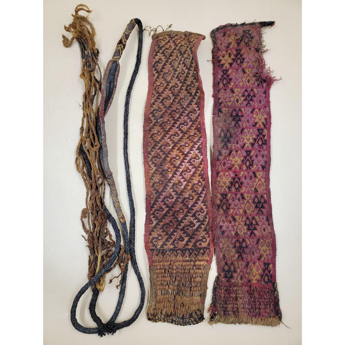 Early Old Textile Fabric "PERU" (3 Pcs): Early Old Textile Fabric "PERU". This, and many lots forthcoming were found at the massive central Florida estate of a true antiquarian who amassed his magnificent collection over a lifetime spent in 