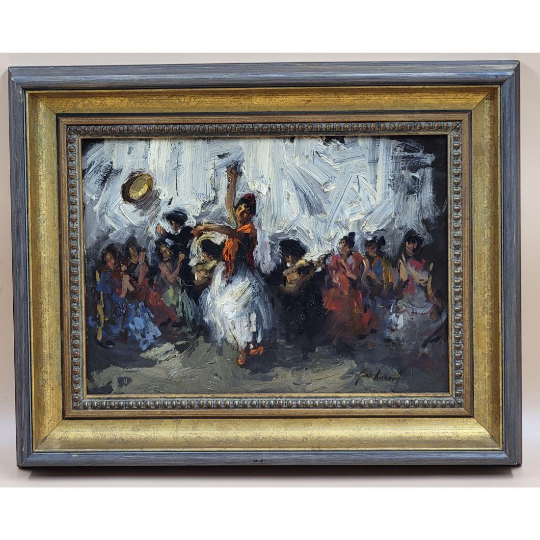 A Signed O/B Impressionist Spanish Painting "A Flamenco Dancer" (1 of 9)