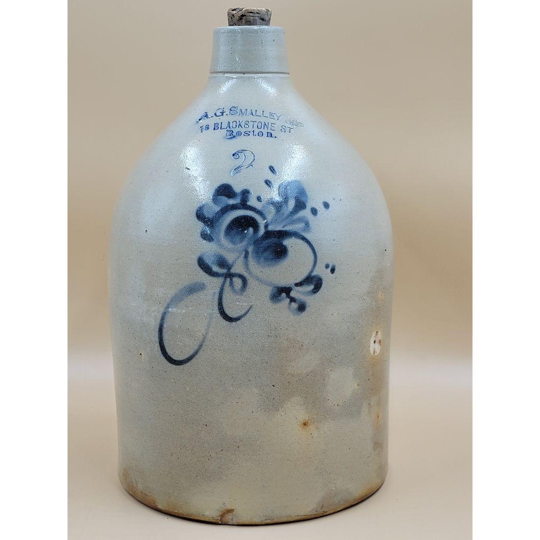#2 Antique Stoneware Crock Jug A.G Smalley & Co Boston Blackstone ST. (1 of 10)