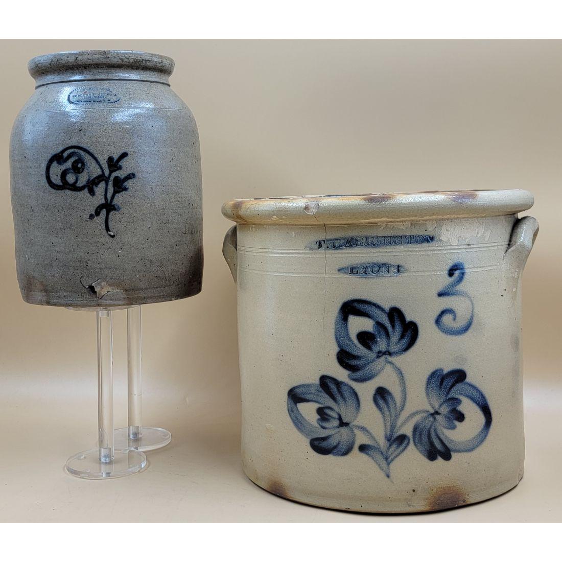 Lot Of 2 Antique Stoneware Crocks Both With Makers Marks 19th C (1 of 17)