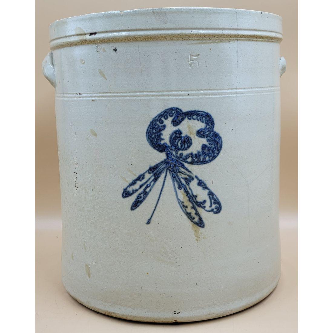 An Antique Stoneware Crock #5 With Butterfly Pattern (1 of 10)