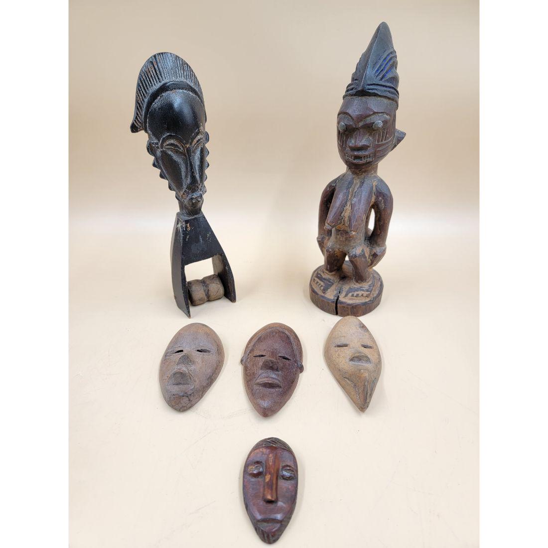 A Grouping Of  African Wood Figures & Mask, 19th C Ibeji Figure (6) (1 of 20)