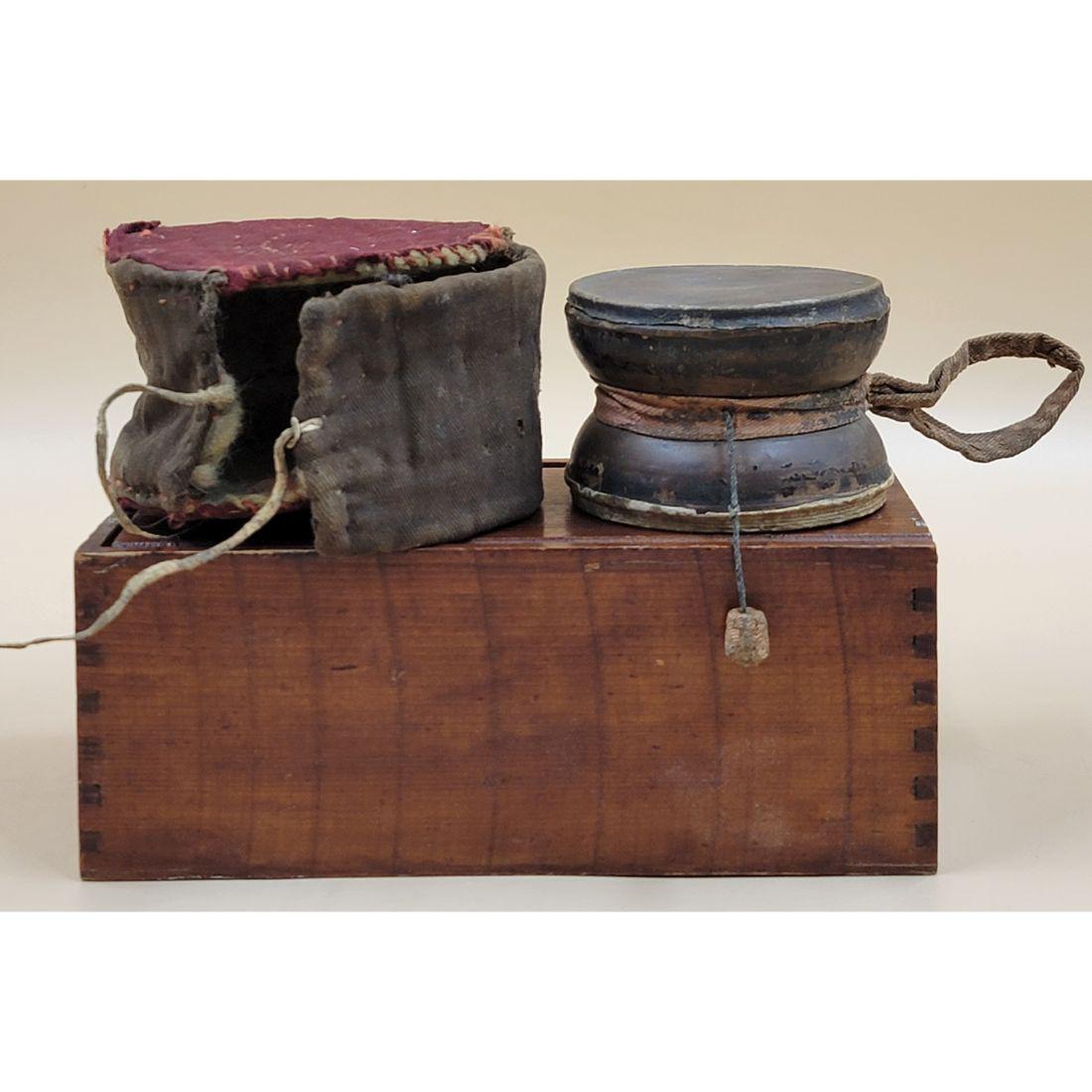 A 19th Century Tibetan Prayer Drum (Damaru): A fine, well-used example. Please read carefully our terms of sale, shipping information, and request any condition reports or photos prior to placing a bid. Any condition statement is given as a cour