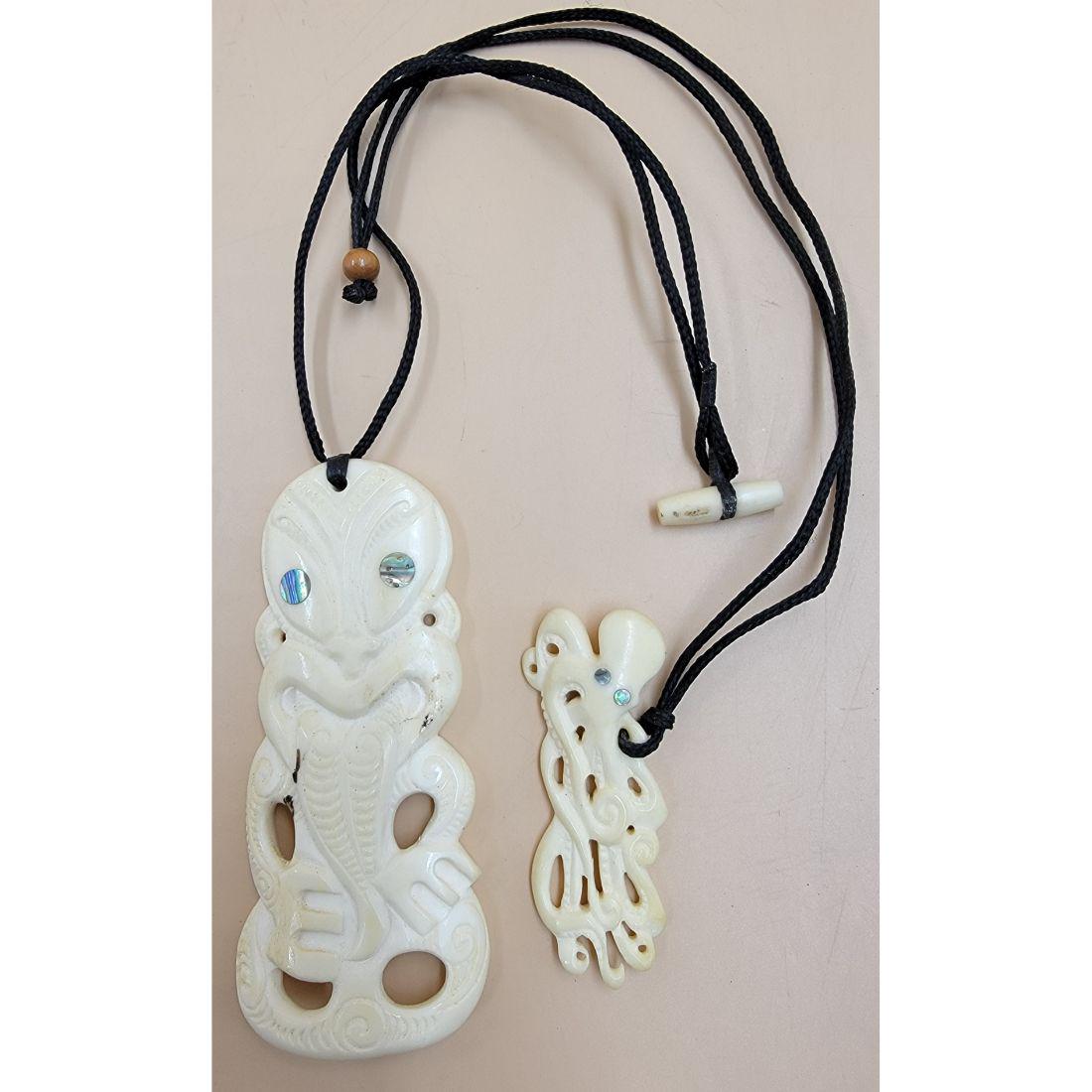 Lot Of 2 Tlingit / Pacific Northwest / Haida ? Pendant: Tlingit / Pacific Northwest / Haida ? Pendant. Measure 4 1/4" & 2 3/4". This, and many lots forthcoming were found at the massive central Florida estate of a true antiquarian who amassed his magnifice