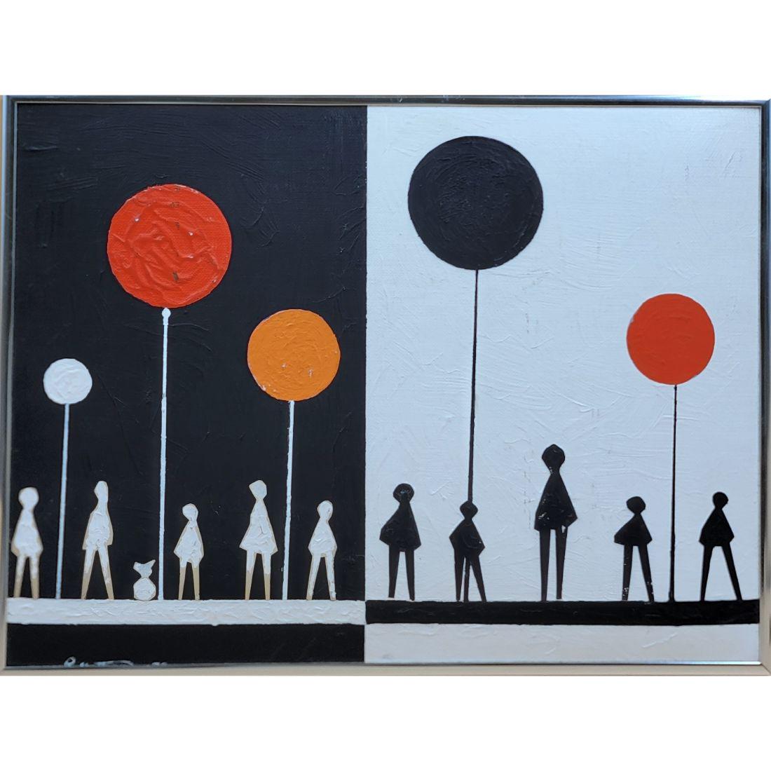 Mid Century Modern Abstract Painting Signed R Mattson '79 (1 of 10)