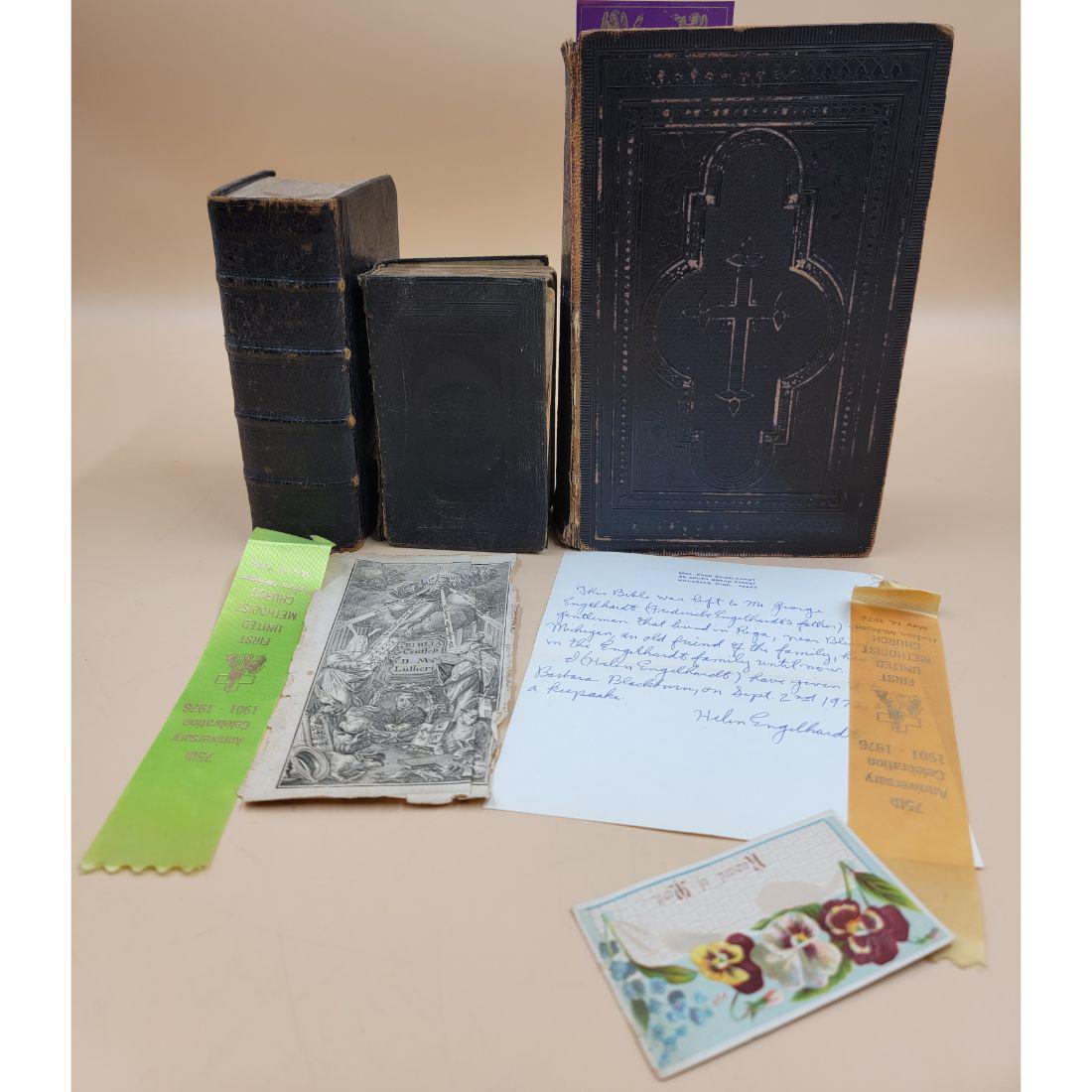 Lot Of 3 18-19th C Antique Bibles One Dated 1738 , 1847 & 1891 (1 of 19)