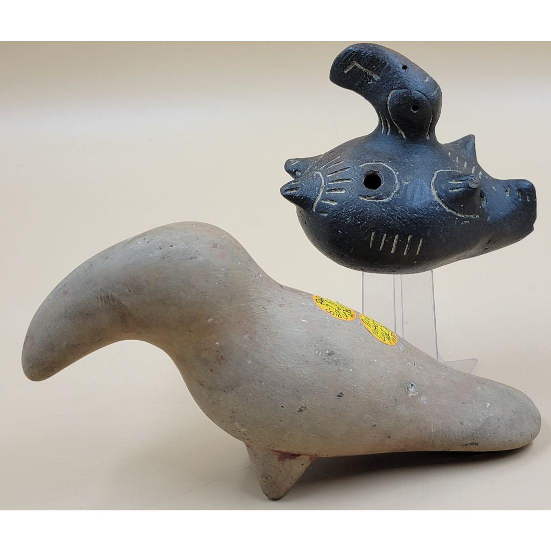 Lot Of 2 Artifacts Bird Effigy And Whistle Age Unknown (1 of 20)