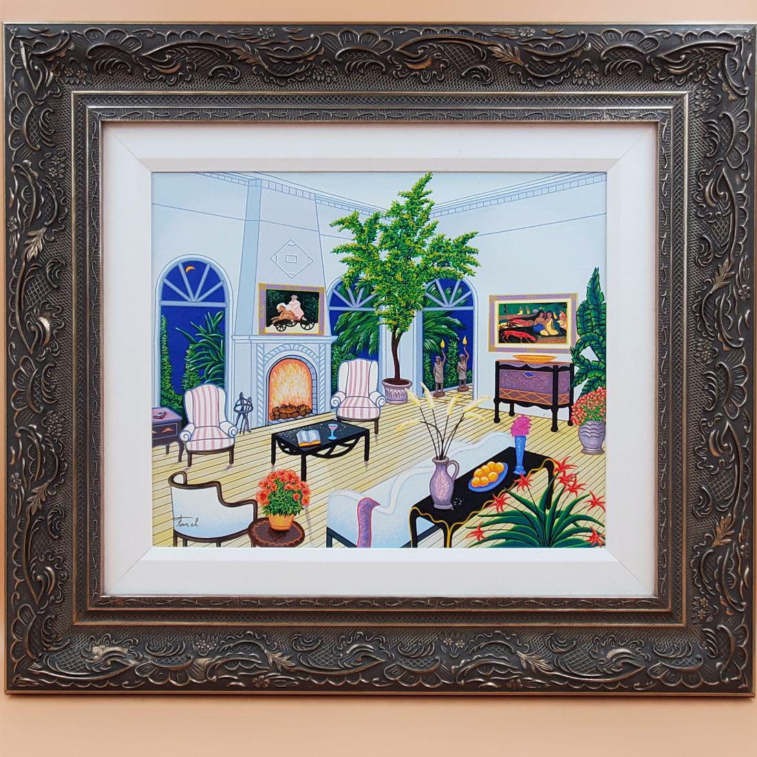 Signed Francois Ledan Serigraph on Canvas "Interior with Monet & Gauguin" (1 of 3)