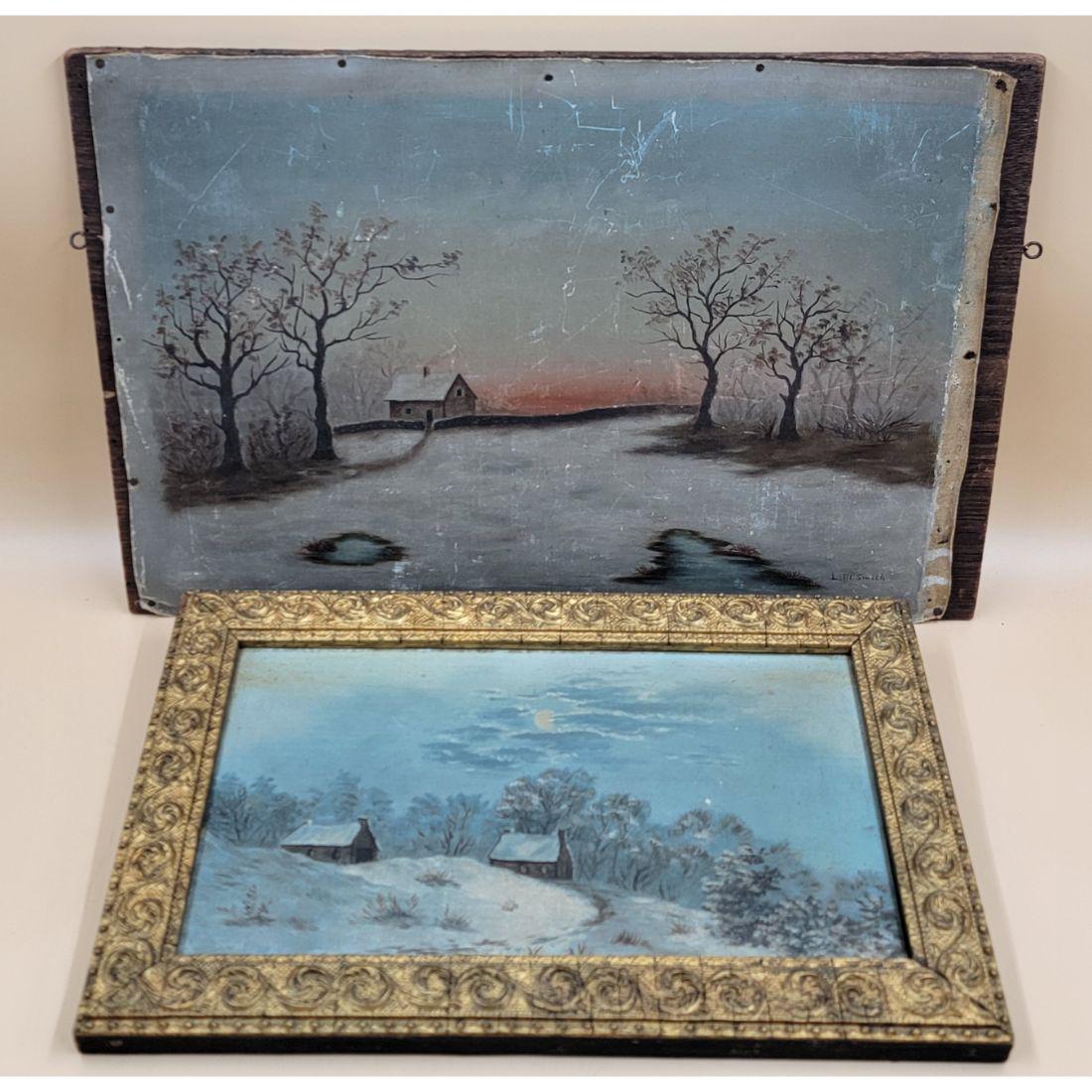 Lot Of 2 Landscape Paintings O/C & O/B (1 of 8)