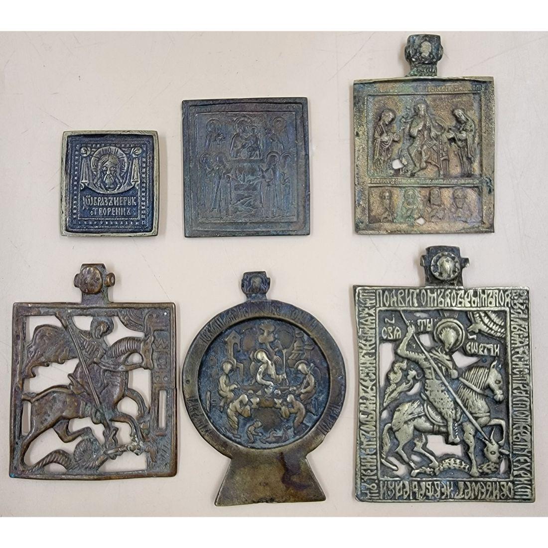 Lot Of 6 Antique Russian Bronze Icons (6) (1 of 13)