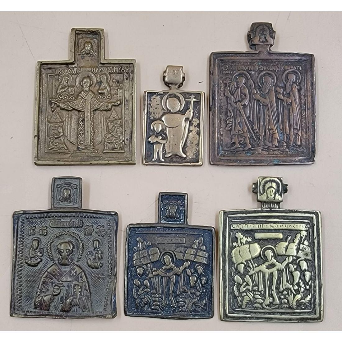 Lot Of 6 Antique Russian Bronze Icons (6) (1 of 13)