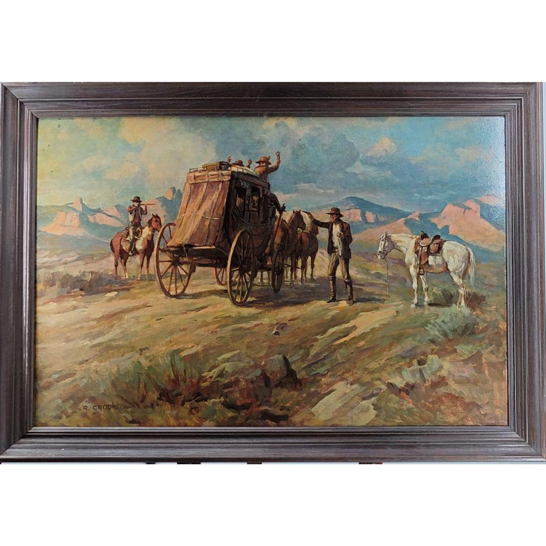 American Ronald Crooks 1925-2006 Western California Landscape Painting "HANDS UP" (1 of 16)