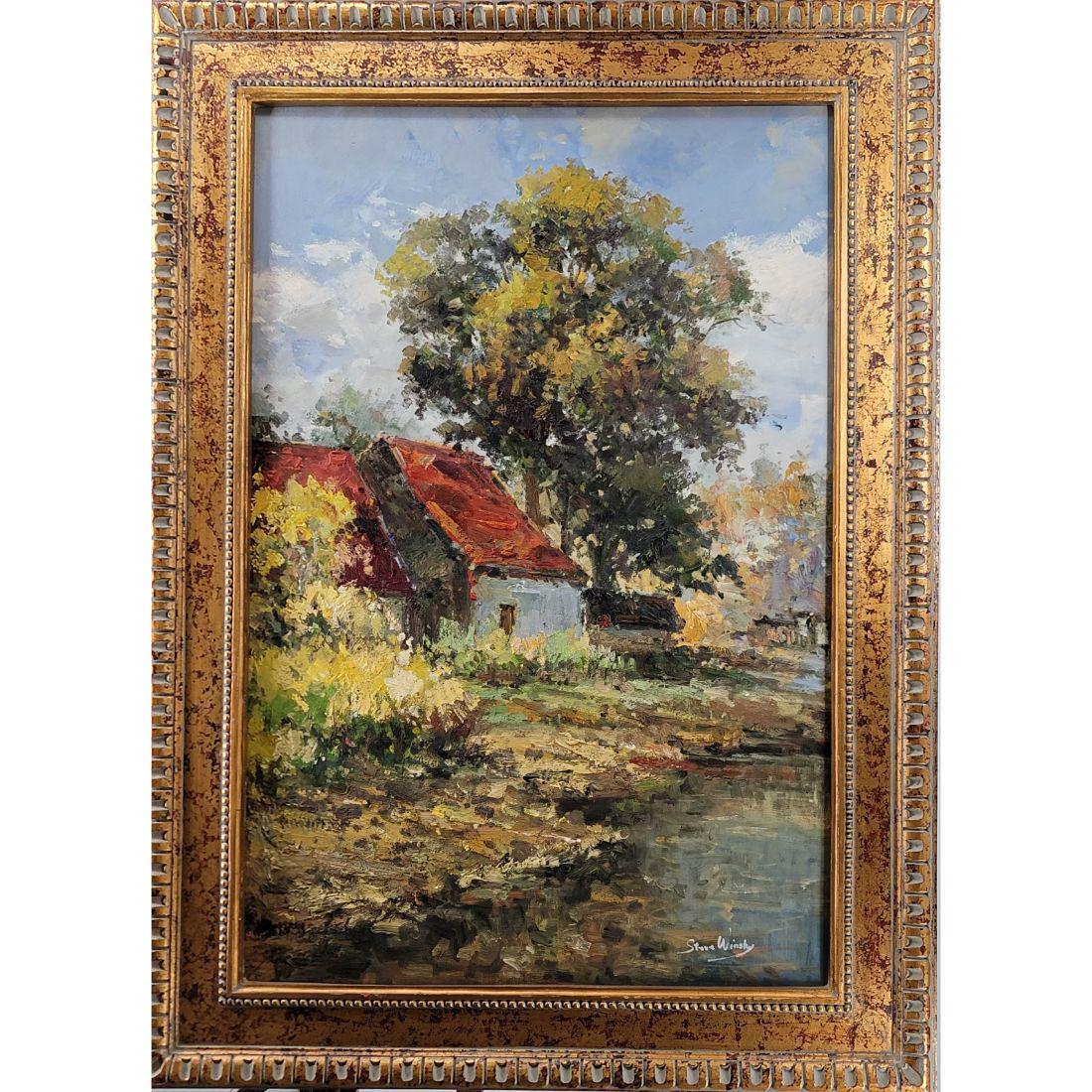 20th Century Oil On Canvas Impressionist Landscape Painting Signed Steve Winsky: 20th Century Oil On Canvas Impressionist Landscape Painting Signed Steve Winsky. Frame Measure 44" X 32", Sight 35.5" X 23.5". Please carefully read our terms of sale, shipping information, and reques