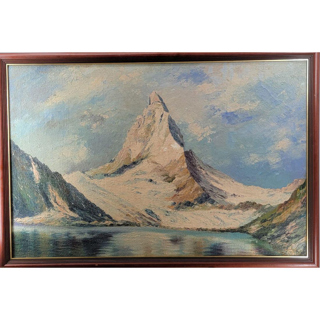A Fine Oil On Canvas Mountain Landscape Painting Re-Lined (1 of 12)