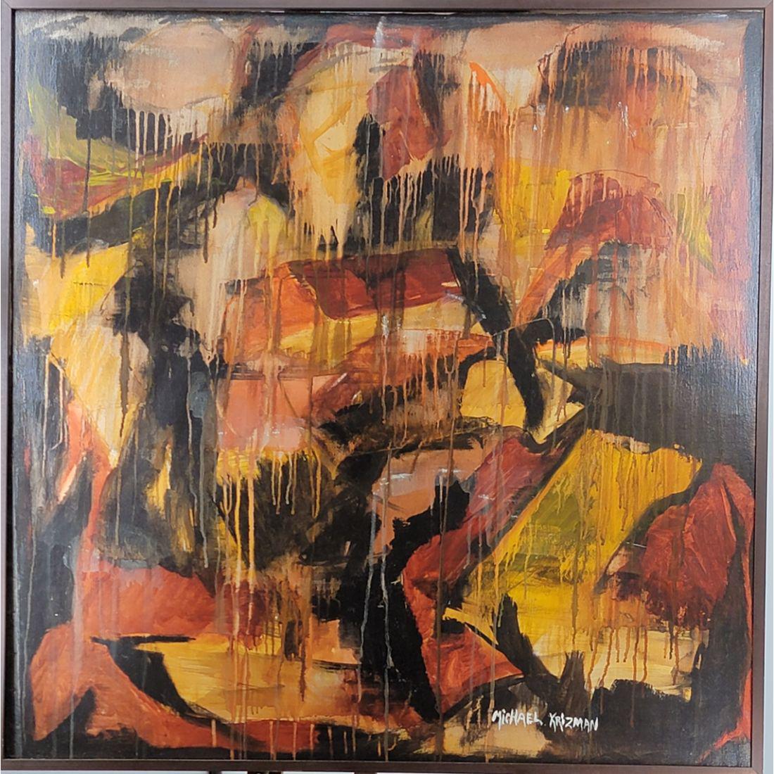 Mid Century Modern Michael Krizman Abstract Painting Oil On Canvas (1 of 9)