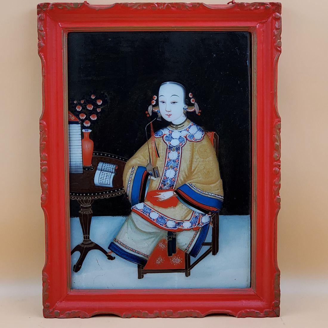 Antique Chinese Export Reverse Glass Painting (1 of 4)