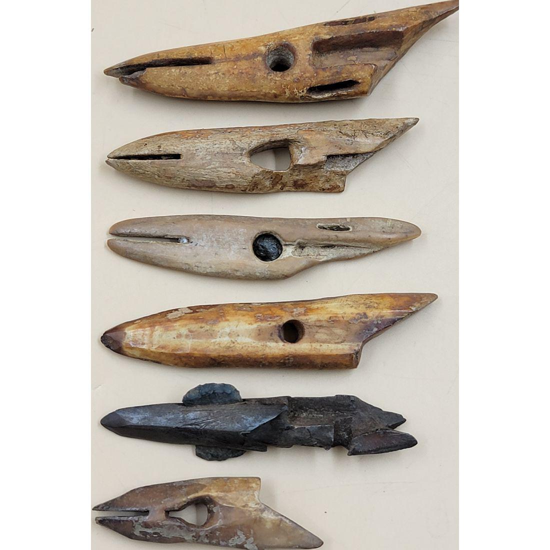 A Grouping Of Eskimo Alaskan / Inuit Implements / Tools / Harpoon Tips (6): http://eskimo-art.org/site/ (PLEASE VISIT THIS LINK TO SEE SOME EXAMPLES) A Grouping Of 6 Eskimo Alaskan / Inuit Implements / Tools. This Lot Comes In Various Sizes. This, and many lots forthcoming we