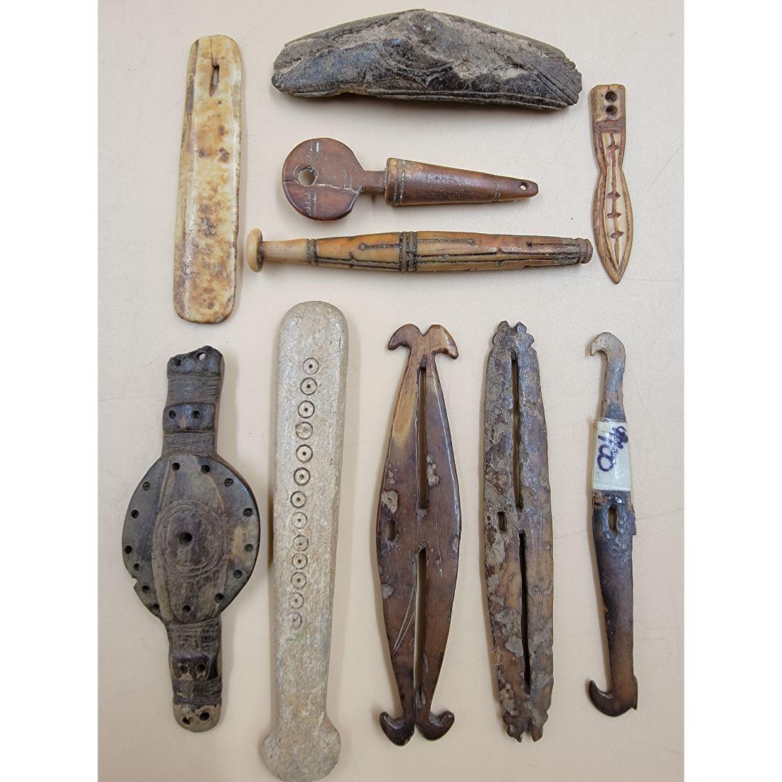 A Grouping Of Eskimo Alaskan / Inuit Implements / Tools (10 Unique Pieces): http://eskimo-art.org/site/ (PLEASE VISIT THIS LINK TO SEE SOME EXAMPLES) A Grouping Of Eskimo Alaskan / Inuit Implements / Tools. This Lot Comes In Various Sizes. This, and many lots forthcoming were