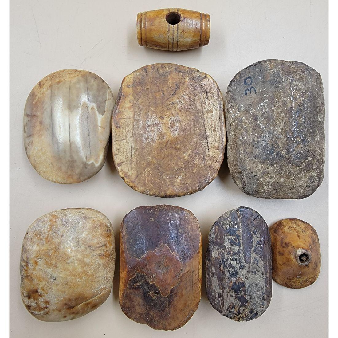 A Grouping Of Eskimo Alaskan / Inuit Implements / Tools ( 8) sinew spinner or spindle buzz base (1 of 19)