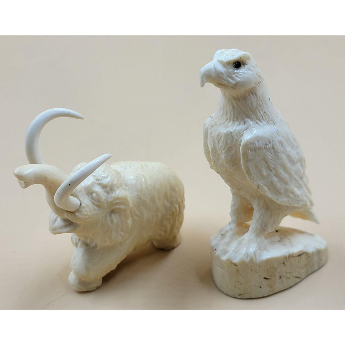 A Grouping Of 2 Eskimo Carvings Eagle And A Mammoth (1 of 14)