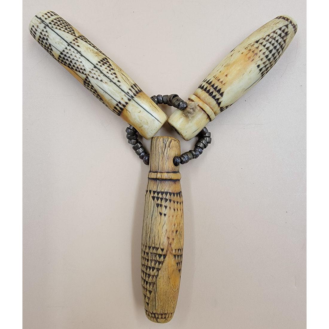 Lot Of 3 Antique Carved Beads / Implements Found Within All The Inuit Pieces (Unknown Origin) (1 of 12)