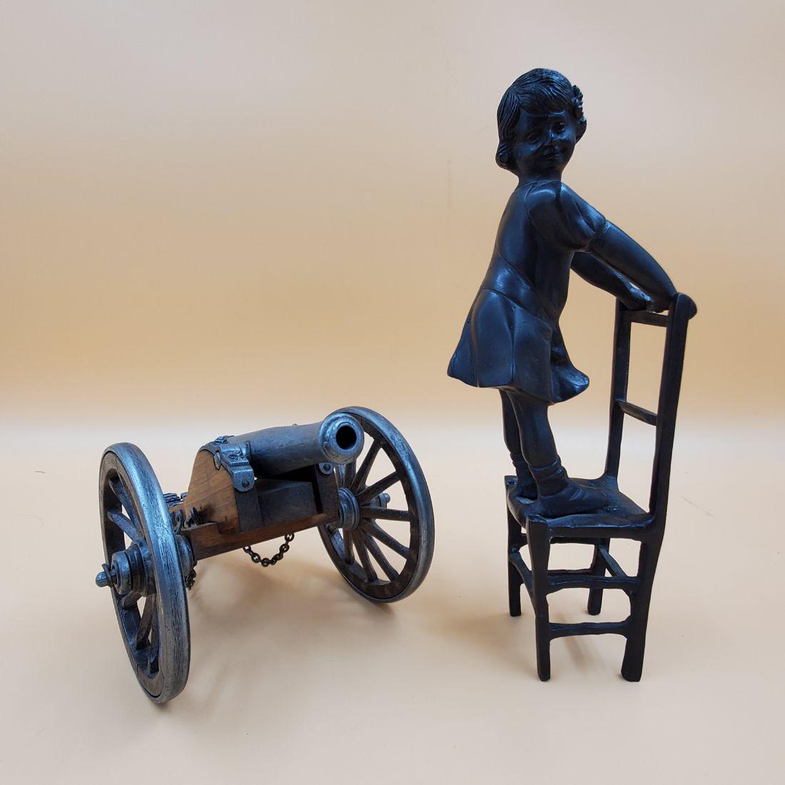 Girl on Chair Bronze & Napoleonic Cannon (1 of 8)