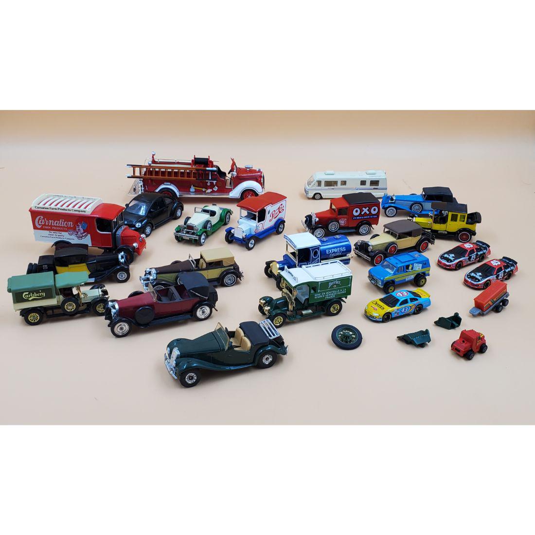 Vintage Lot of Matchbox Trucks & Cars: Vintage Lot of Matchbox Trucks & Cars. Includes Model of Yesterday, Corgi, and Solido. Please carefully read our terms of sale, shipping information, and request any condition reports or photos prior