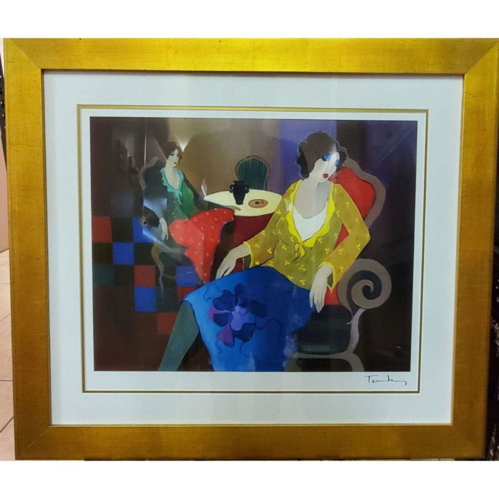 Signed Itzchak Tarkay Seriolithograph, Little Round Table #7 (1 of 5)