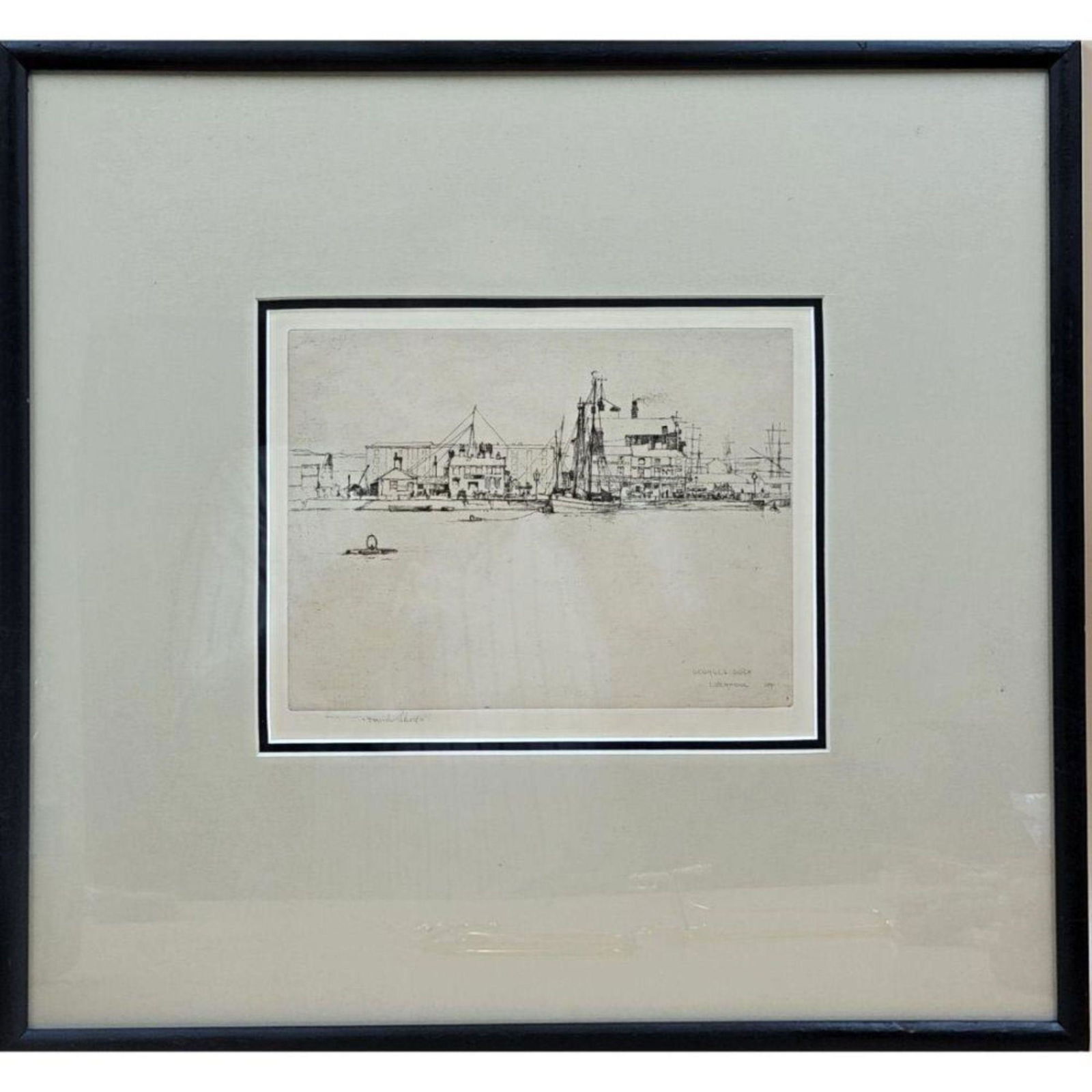 Sir Frank Short (1857-1945) Pencil Signed Etching Liverpool George's Dock 1890 (1 of 11)