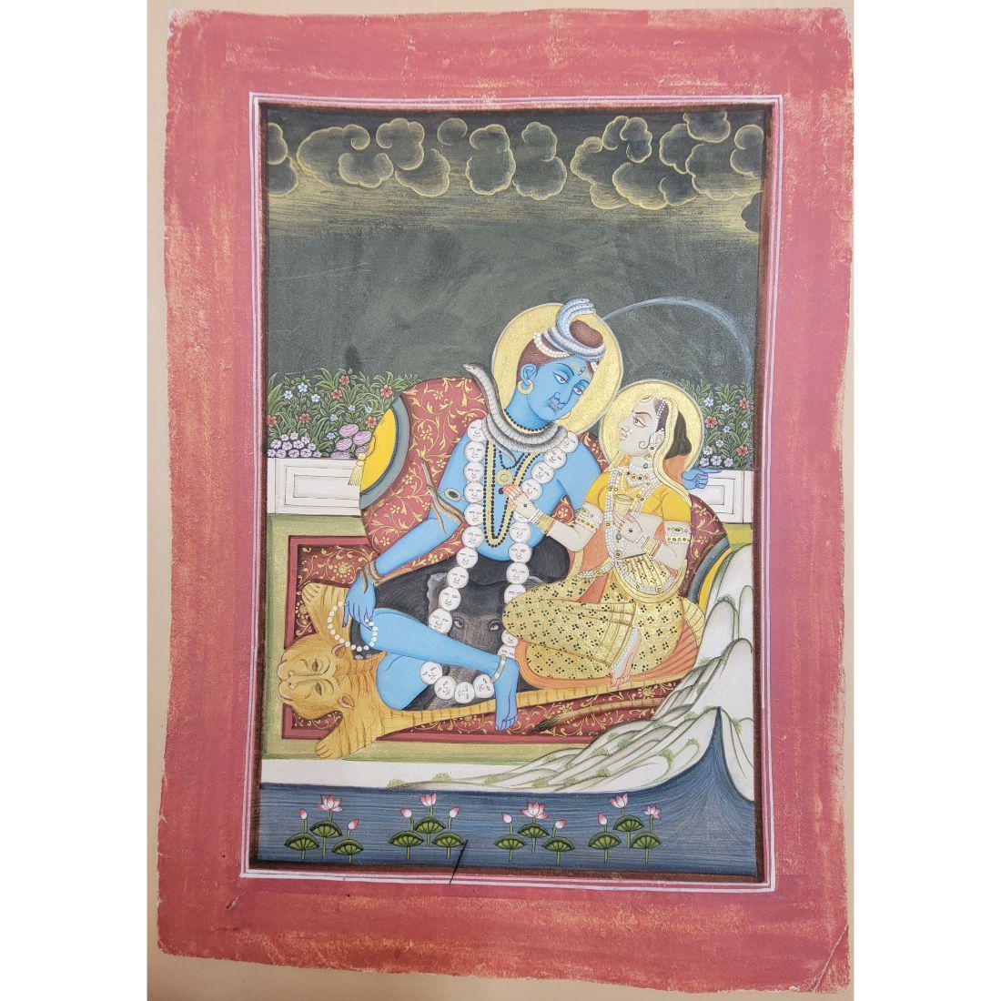 Indian Bundi School Painting Of Shiva & Parvati (1 of 15)