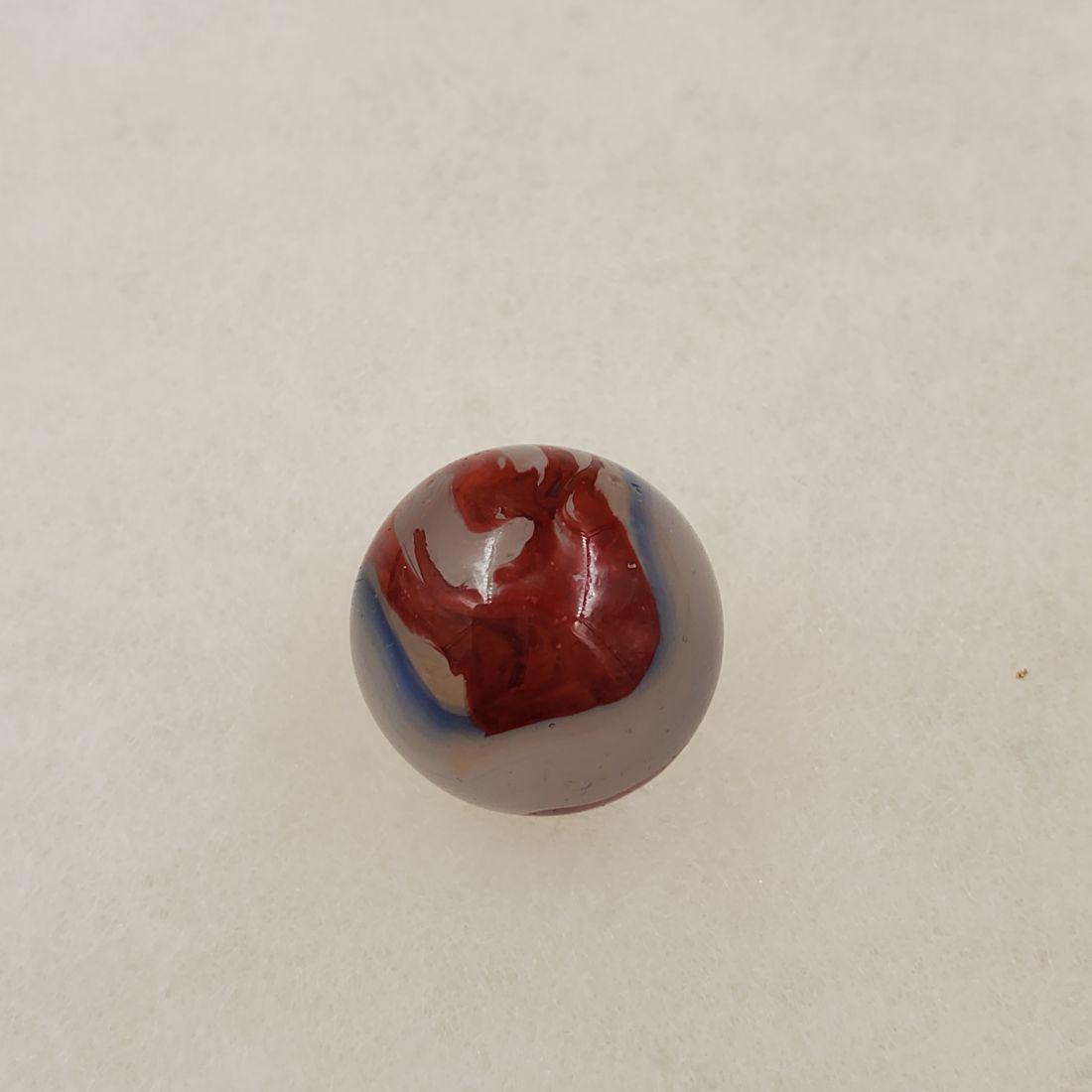 Marble: Akro Blue & Oxblood Corkscrew on Milky Translucent Glass, 19.1mm (1 of 4)