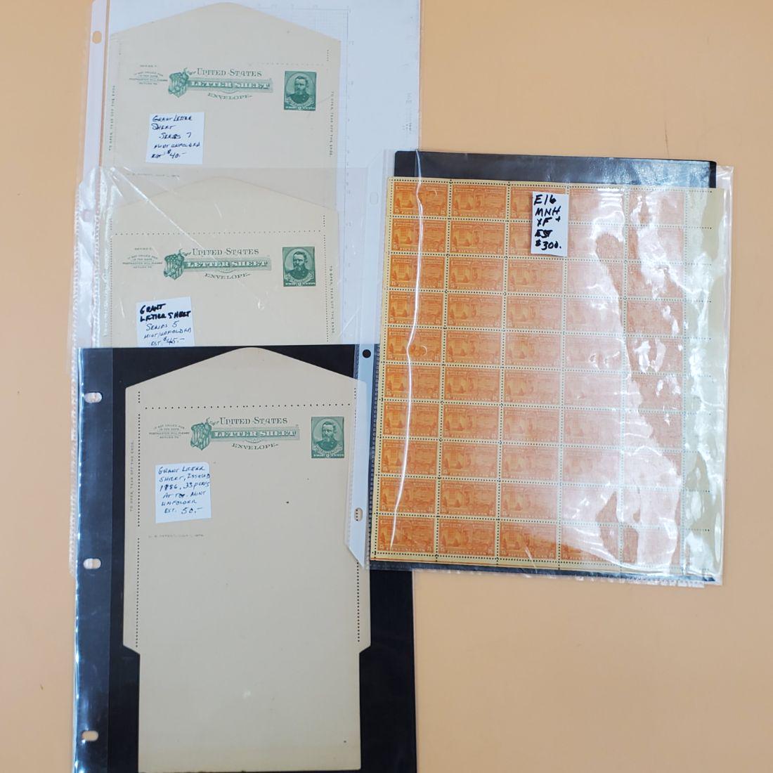 Folio Containing Full  Mint Sheet, NH, XF, Registered Mail US E16 (1 of 3)