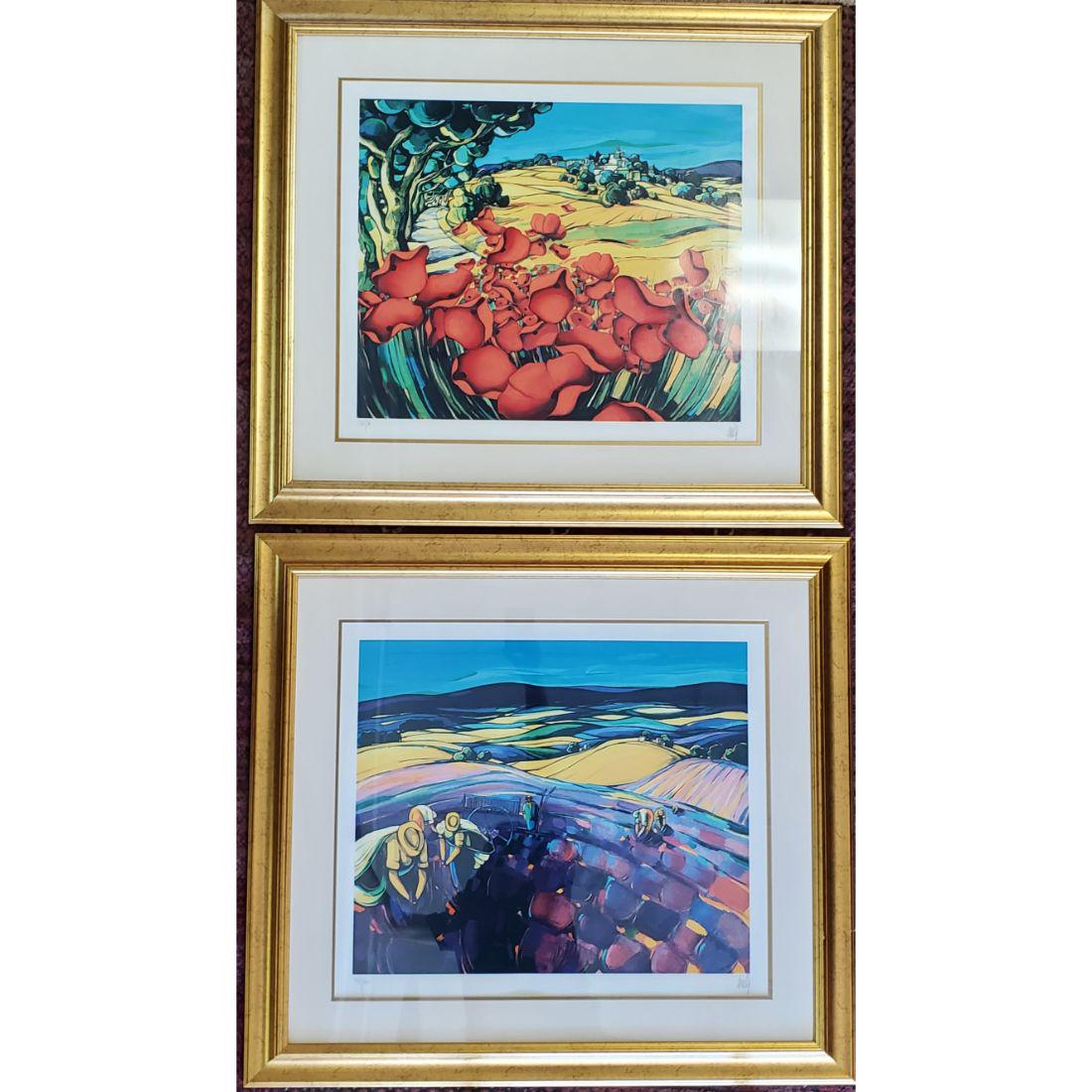 Pair Pencil Signed Leon Zanella (French 1956) Landscape Lithographs (1 of 17)