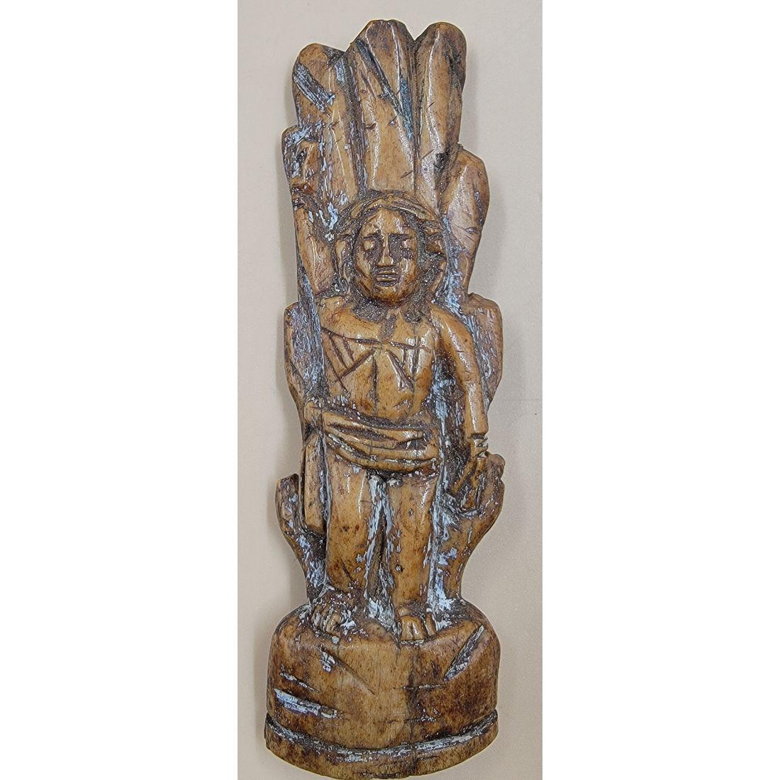 A Byzantine Medieval Bone Carving "RELIGIOUS FIGURE": A Byzantine Medieval Bone Carving "RELIGIOUS FIGURE", 4" TALL. This, and many lots forthcoming were found at the massive central Florida estate of a true antiquarian who amassed his magnificent collec