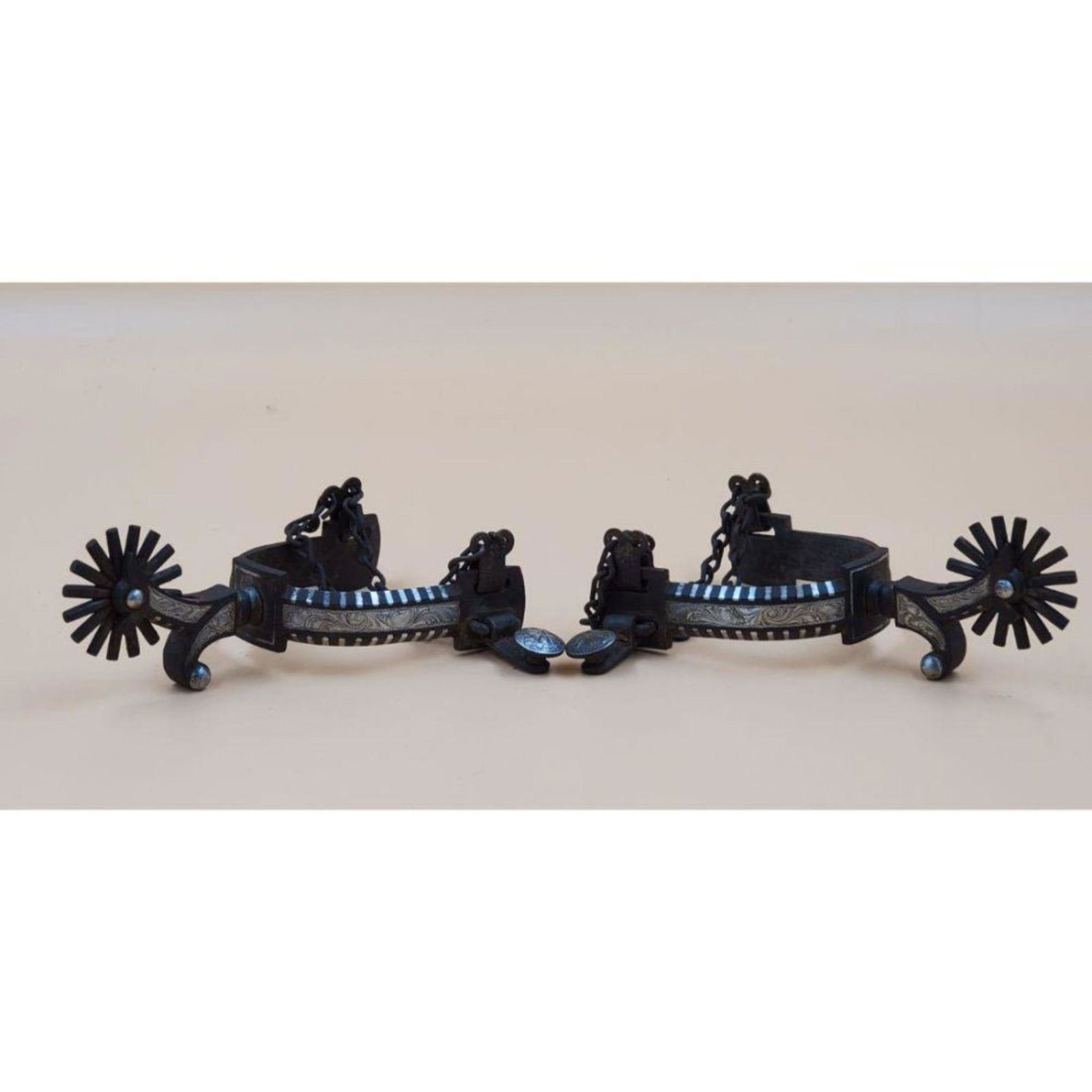 Unmarked Calif Spurs with Silver Inlay (1 of 7)