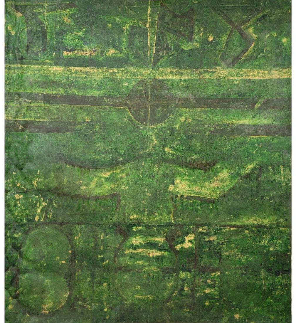 A Very Large Oil On Canvas Painting Signed Vasudeo S Gaitonde 1924-2001: ***We at RBFineArts can only attribute this work to Vasudeo S Gaitonde 1924-2001 based upon the quality and the presence of a signature, We are not an authentication service. We can only declare the w