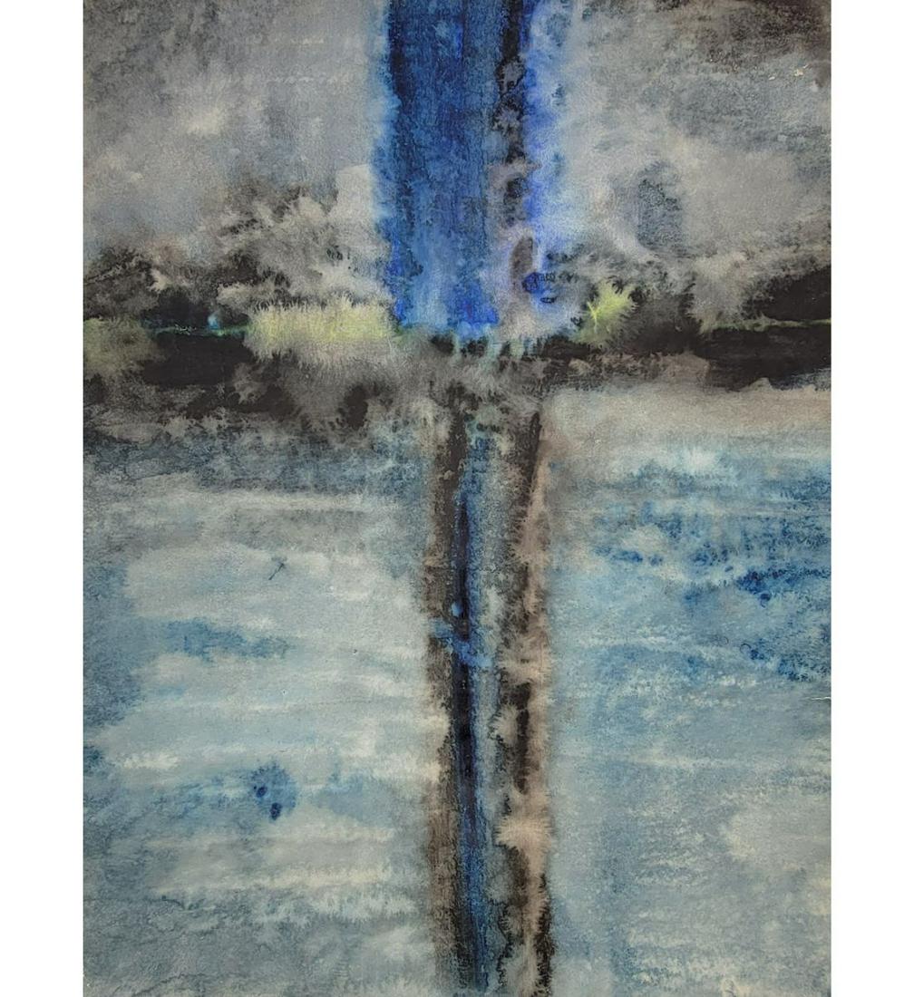 A Watercolor Painting Signed Verso Vasudeo S Gaitonde 1924-2001: ***We at RBFineArts can only attribute this work to Vasudeo S Gaitonde 1924-2001 based upon the quality and the presence of a signature, We are not an authentication service. We can only declare the w