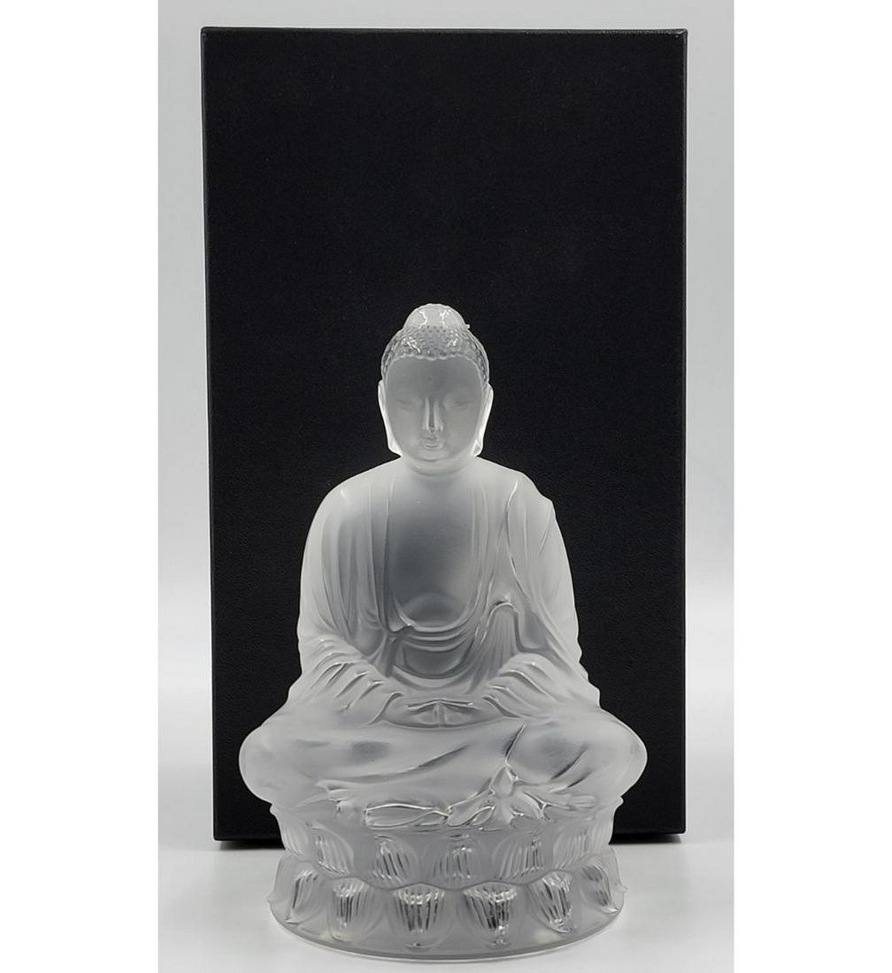 Original Lalique Buddha Crystal Sculpture With Box 7" Tall Signed On Base (1 of 5)