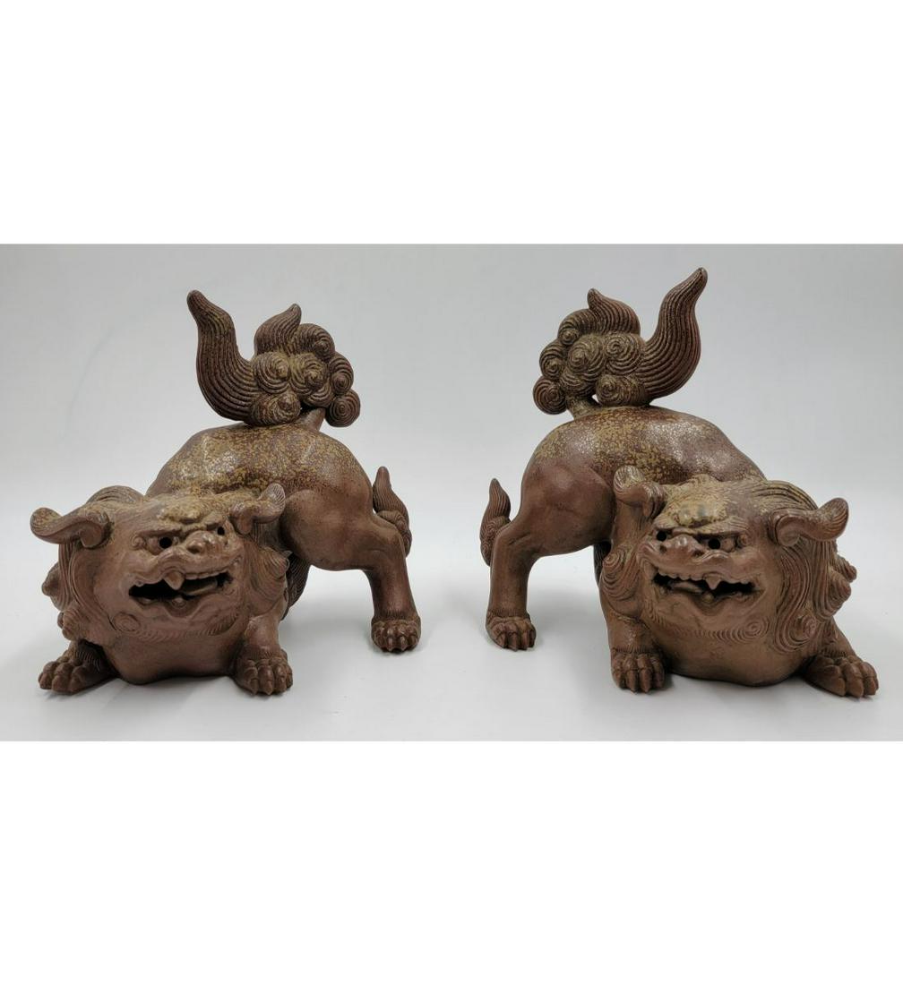 A Pair Of Japanese Shi Shi Dogs Signed 1890 Meiji Period: A Pair Of Japanese Shi Shi Dogs Signed 1890 Meiji Period. Measure Approx. 8 1/4" X 7.5". Please carefully read our terms of sale, shipping information, and request any condition reports or photos prio