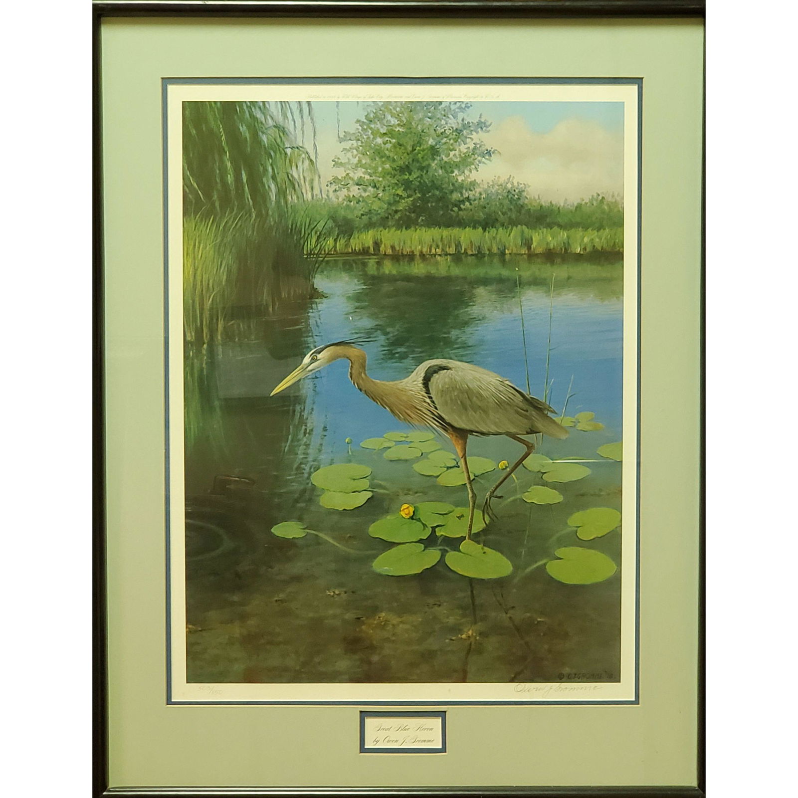 Pencil Signed Owen Gromme Heron Litho, 503/850 (1 of 7)