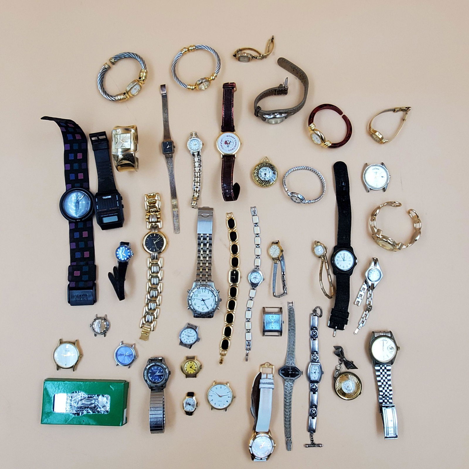 Lg Lot of Vintage Watches: Lg Lot of Vintage Watches. Brands include Rolex, YaWeiSi, Elgin, Persona, Times, Le Raymond, Longnes, Brighton, Pulsar, Gruen, & more. Please carefully read our terms of sale, shipping information, an