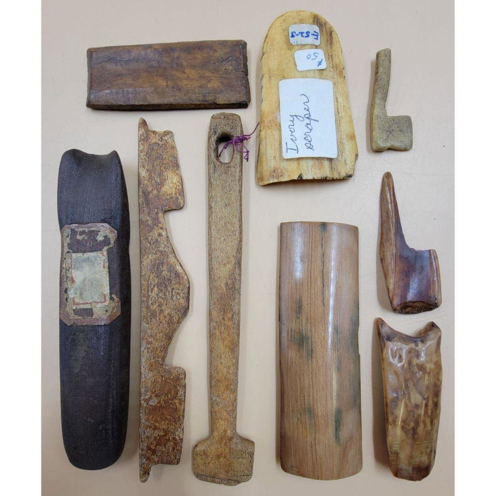 A Grouping Of Eskimo Alaskan / Inuit Implements / Tools / Scrapers (9): http://eskimo-art.org/site/ (PLEASE VISIT THIS LINK TO SEE SOME EXAMPLES) A Grouping Of Eskimo Alaskan / Inuit Implements / Tools. This Lot Comes In Various Sizes. This Lot comes from the estate of a 