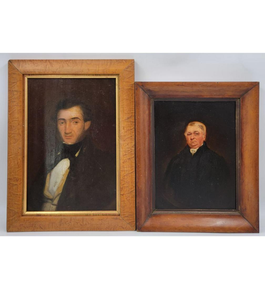 Lot Of 2 Antique American School Portraits, 2 Gentleman 19th Century: Lot Of 2 Antique American School Portraits, 2 Gentleman 19th Century. Frames Measure 14.5" X 11 3/4" & 17" X 12 1/4". From a massive central Florida estate of a true antiquarian who amassed his magnif
