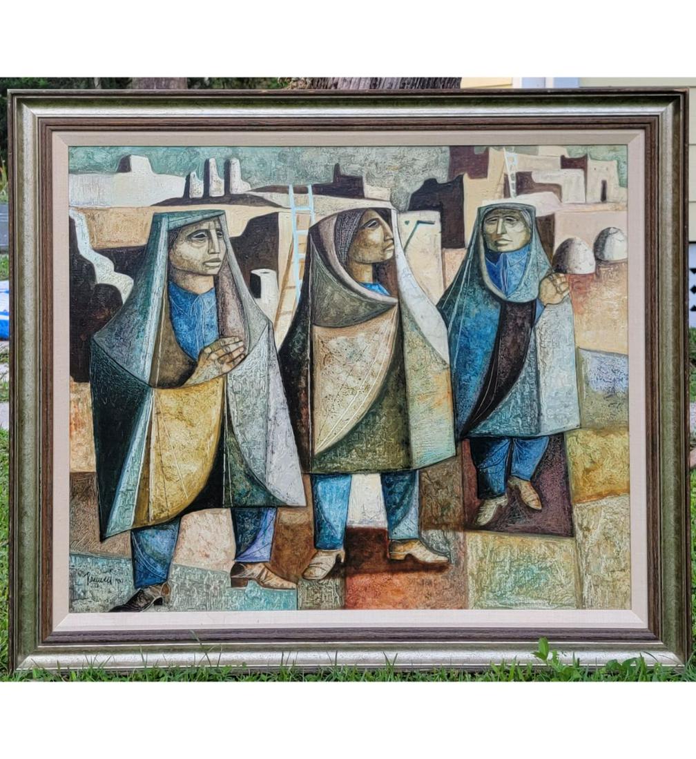 Original Lucio Ranucci, "TAOS #3", Original Oil Painting Italian Born 1925, Book & COA Included (1 of 9)