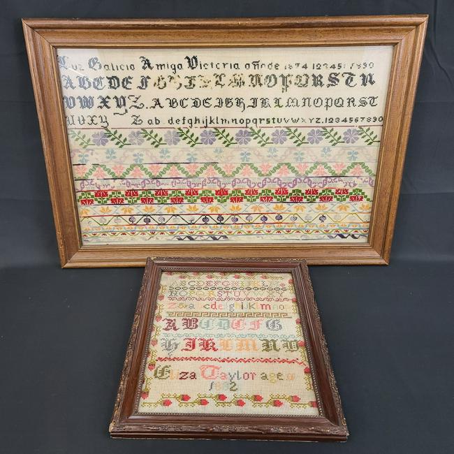 Lot Of 2 Antique Samplers from 1882 (1 of 8)