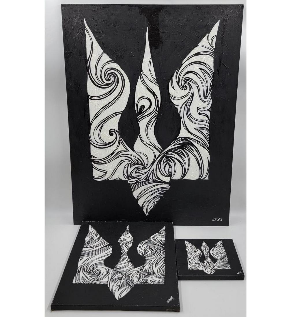 Ukrainian Artist Elena Kamelina Original Abstract Oil On Canvas With COA  Set Of 3 (1 of 13)